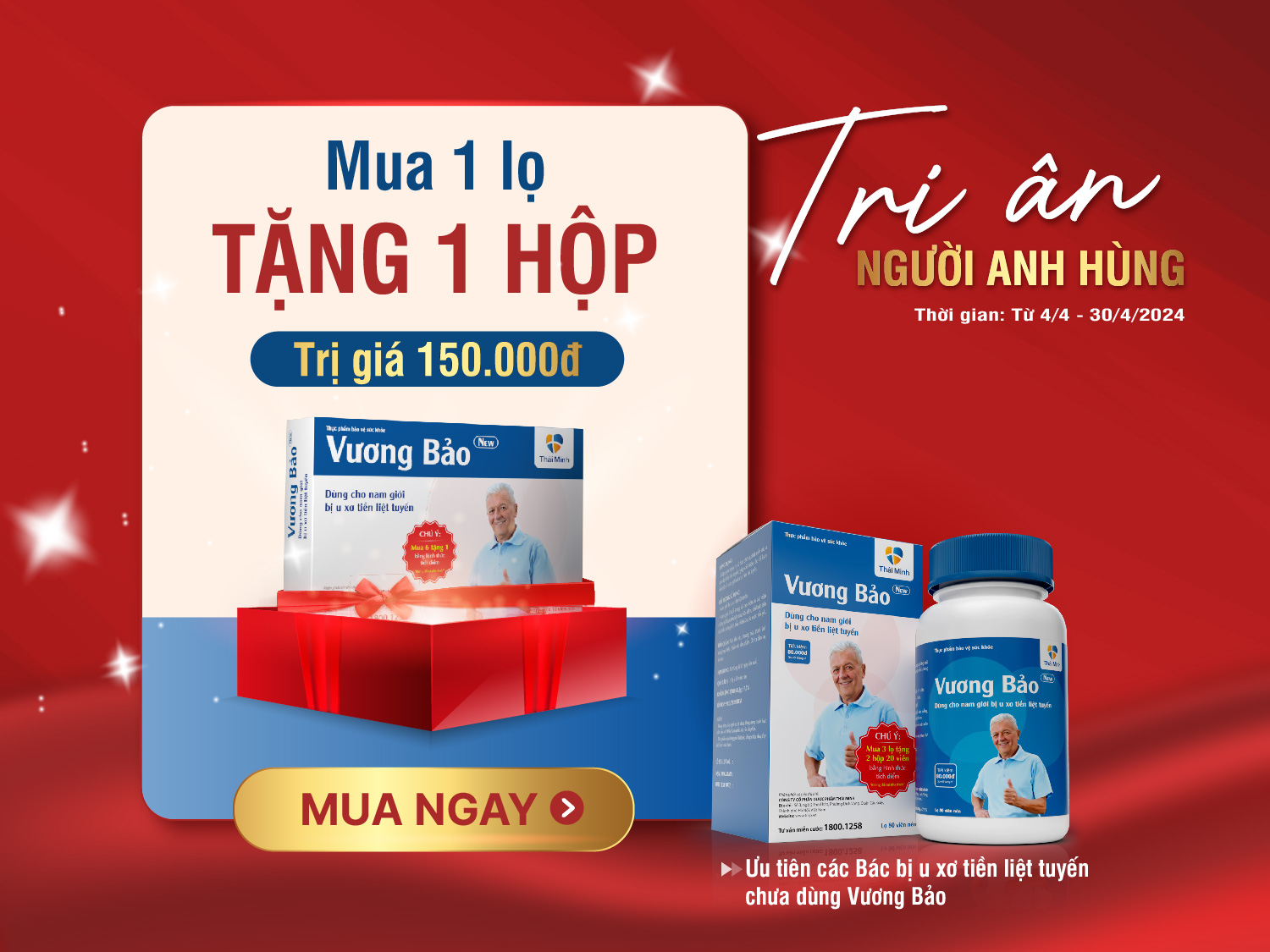 MUA 1 TẶNG 1 - TẶNG MIỄN PHÍ 1 HỘP 20 VIÊN CHO BÁC NÀO BỊ PHÌ ĐẠI TUYẾN TIỀN LIỆT CHƯA DÙNG VƯƠNG BẢO